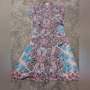 Hale Bob Multicolor Patterned Midi Wrap Dress